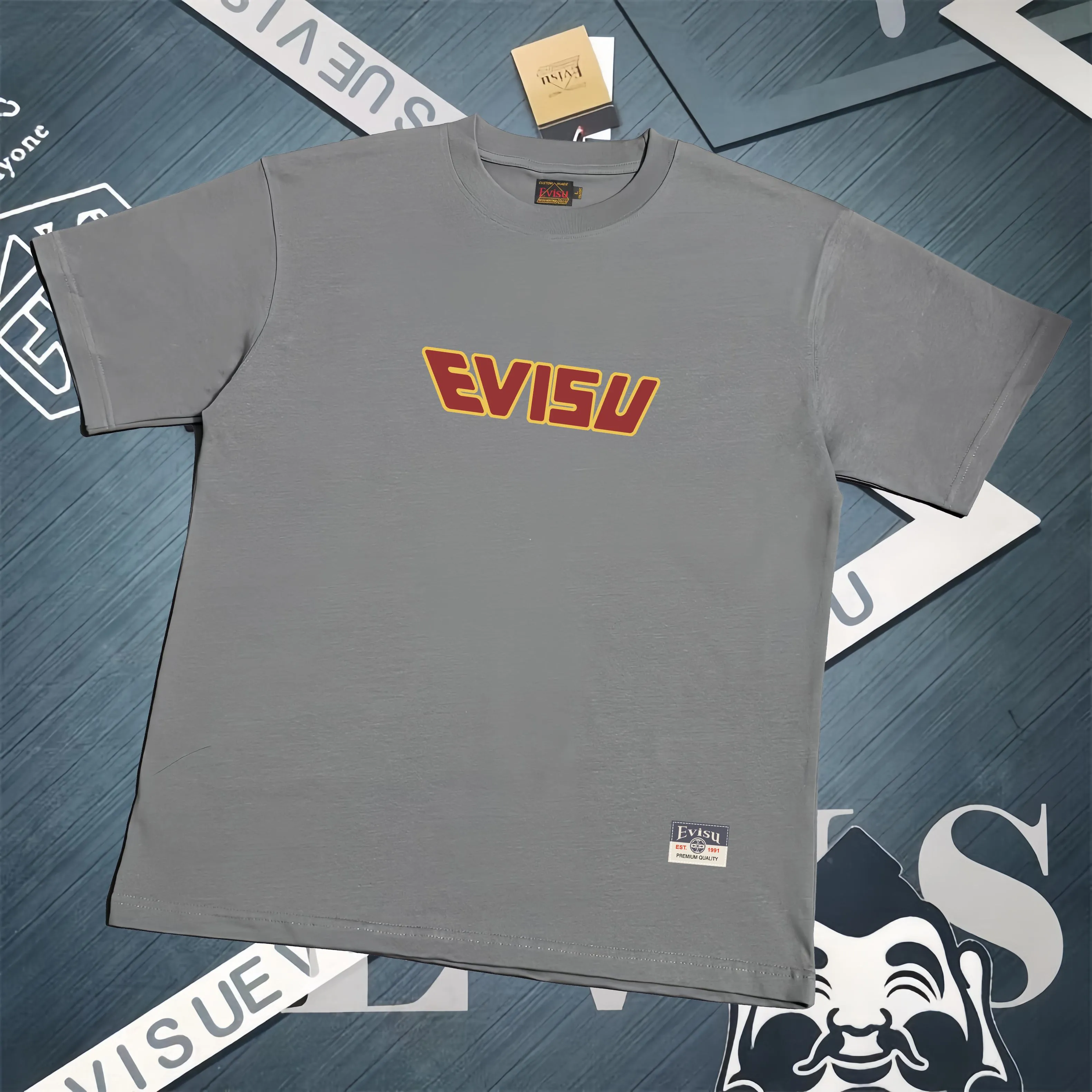 Evisu 2025New Arrival T ⚠ Quality⚠ Same Style T 。 ，Black S-XXL，White S-XXL，Gray M-XXL，Red S-XXL， Red M-XXL